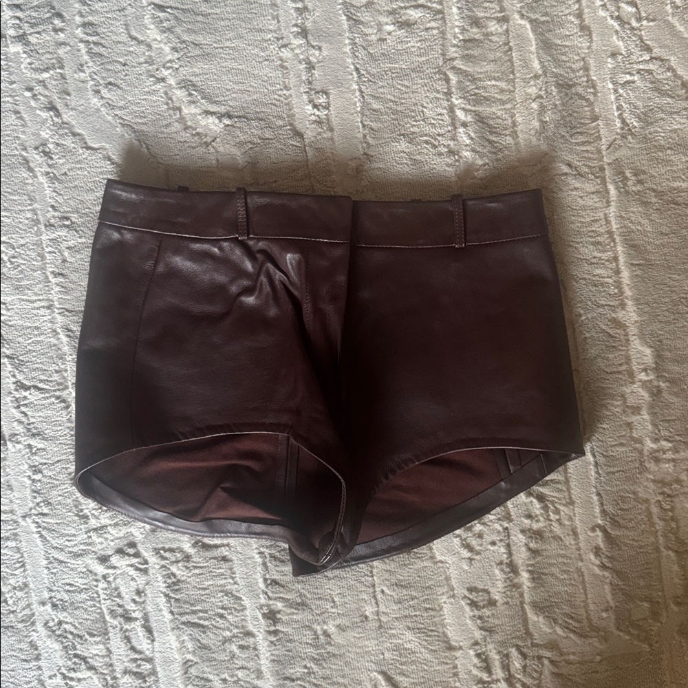 Lamarque Dark Brown Leather-Look Bike Shorts
